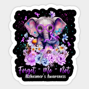 Elephant Flower Forget Me Not Alzheimer's Awareness Month Sticker